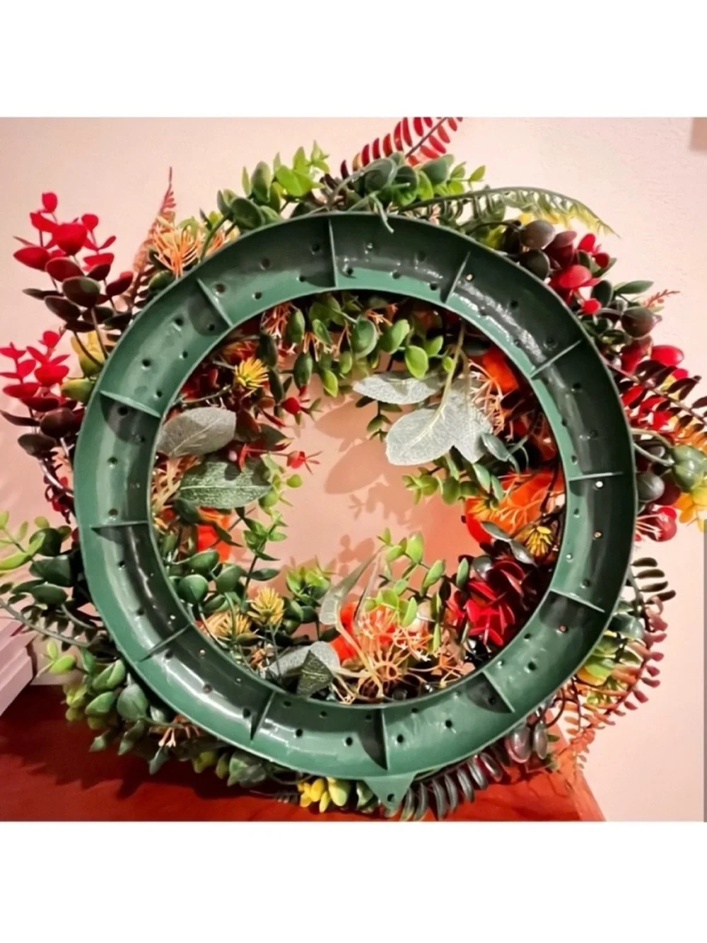 NWOT-Autumn Peony & Pumpkin Faux Floral Indoor/ Outdoor Wreath.